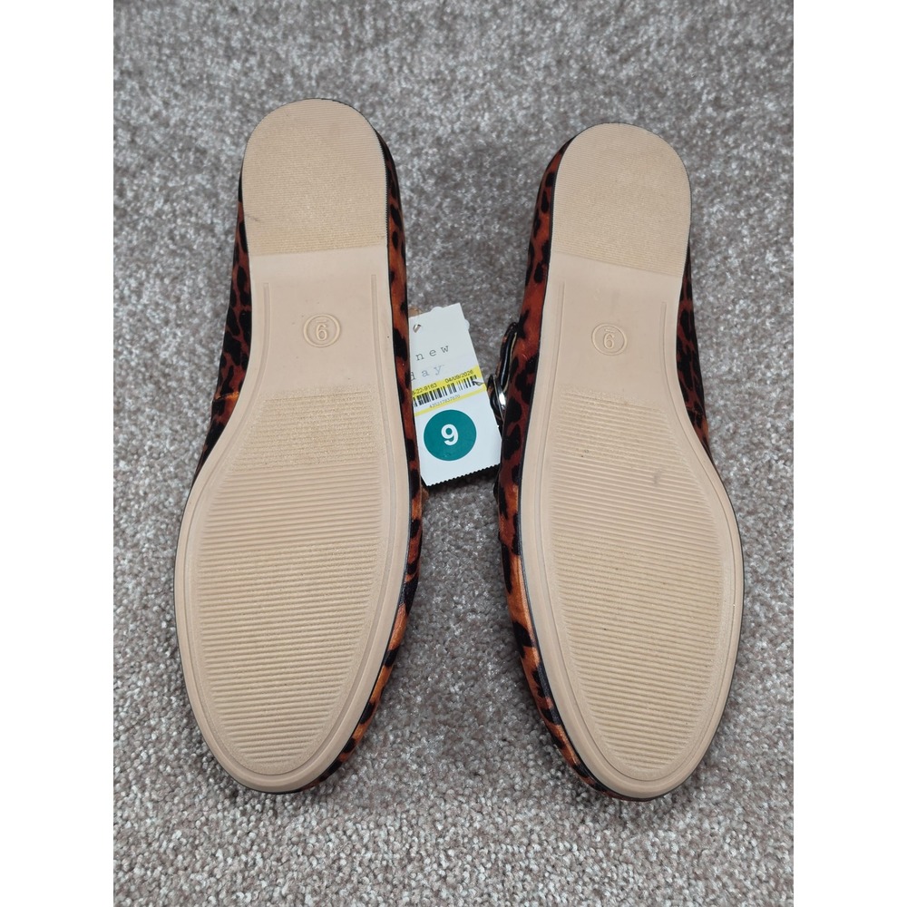A New Day Tamsin Leopard Print Mary Jane Ballet Flats Light Brown Womens 9 NEW - Picture 6 of 6